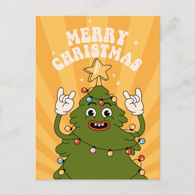 Cartes Pour Fêtes Annuelles Arbre de Noël de Rockin - Un Jam Festif (Devant)