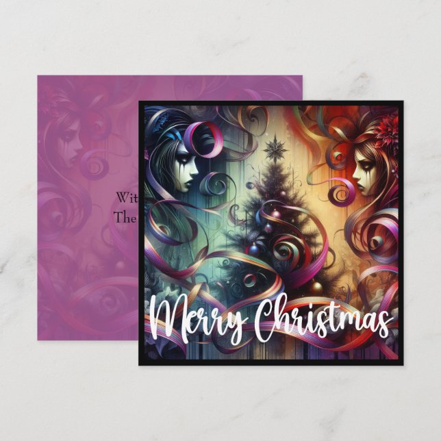 Cartes Pour Fêtes Annuelles Arbre de Noël de style gothique (Devant / Derrière)