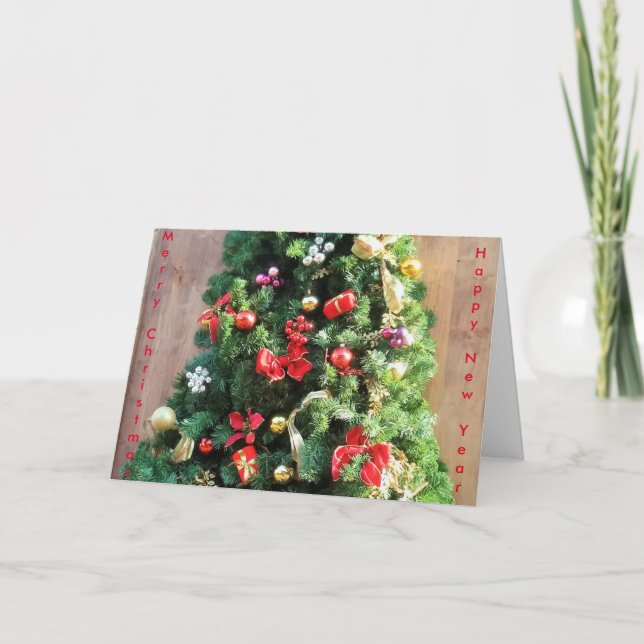 Cartes Pour Fêtes Annuelles Arbre de Noël décoré (Devant)