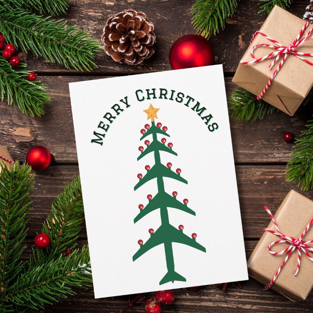 Cartes Pour Fêtes Annuelles Arbre de Noël des avions et minimaliste photo (Créateur téléchargé)