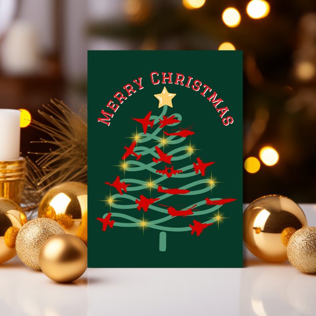 Cartes Pour Fêtes Annuelles Arbre de Noël des avions militaires, photo (Créateur téléchargé)
