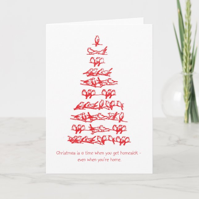 Cartes Pour Fêtes Annuelles Arbre de Noël d'oiseaux (Devant)