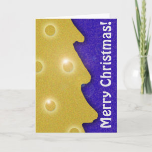 Cartes Pour Fêtes Annuelles Arbre de Noël d'or en bleu avec texte