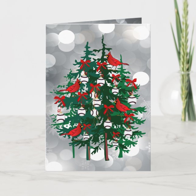 Cartes Pour Fêtes Annuelles Arbre de Noël du baseball (Devant)