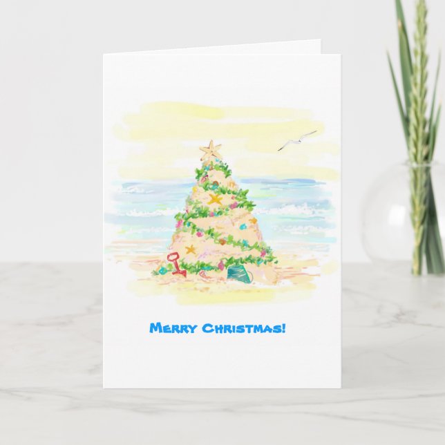 Cartes Pour Fêtes Annuelles Arbre de Noël du château de sable (Devant)