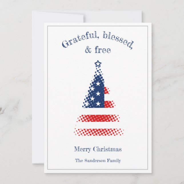 Cartes Pour Fêtes Annuelles Arbre de Noël du drapeau américain moderne  (Devant)