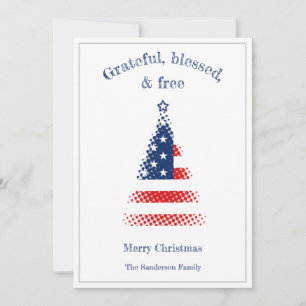 Cartes Pour Fêtes Annuelles Arbre de Noël du drapeau américain moderne 