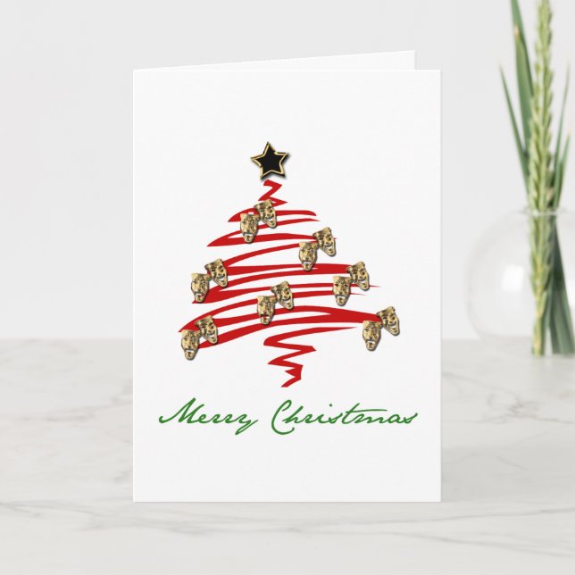Cartes Pour Fêtes Annuelles Arbre de Noël du masque de théâtre (Devant)
