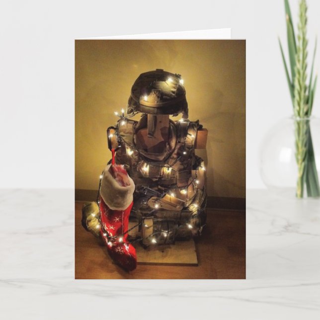 Cartes Pour Fêtes Annuelles Arbre de Noël du soldat déployé (Devant)