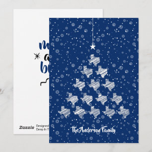 Cartes Pour Fêtes Annuelles Arbre de Noël du Texas scintillé en bleu
