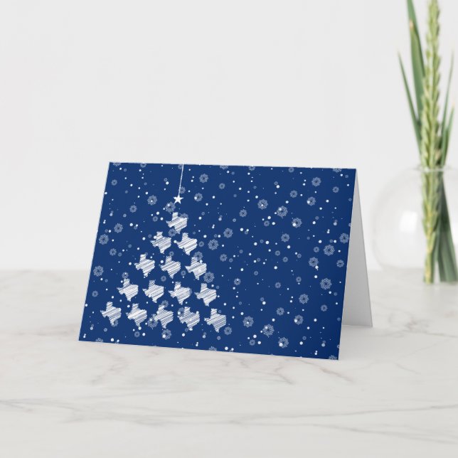 Cartes Pour Fêtes Annuelles Arbre de Noël du Texas scintillé en bleu (Devant)