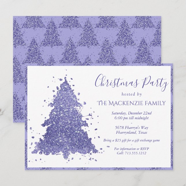 Cartes Pour Fêtes Annuelles Arbre de Noël élégant | Charming Purple Party (Devant / Derrière)