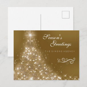 Cartes Pour Fêtes Annuelles Arbre de Noël élégant en or pour Entreprise