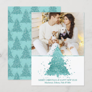 Cartes Pour Fêtes Annuelles Arbre de Noël élégant   Luxe Aqua Mint Photo