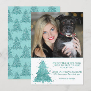Cartes Pour Fêtes Annuelles Arbre de Noël élégant Luxe Aqua Mint Photo