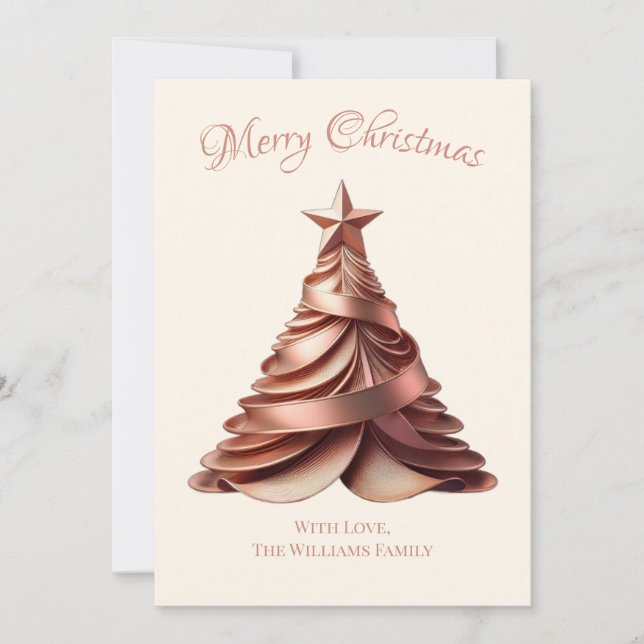 Cartes Pour Fêtes Annuelles Arbre de Noël élégant moderne Rose or (Devant)