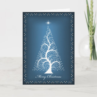Cartes Pour Fêtes Annuelles Arbre de Noël en bleu