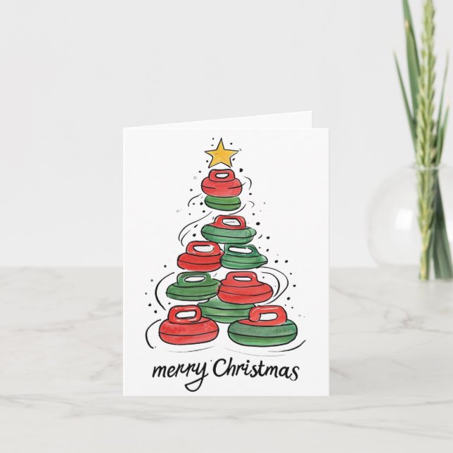 Cartes Pour Fêtes Annuelles Arbre de Noël en pierre de curling (Devant)