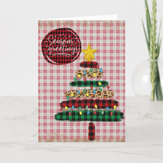 Cartes Pour Fêtes Annuelles Arbre de Noël en tissu Joyeuses Fêtes Motif