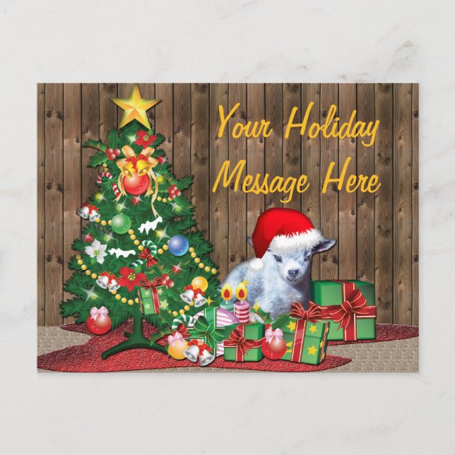 Cartes Pour Fêtes Annuelles Arbre de Noël et chèvre de bébé (Devant)