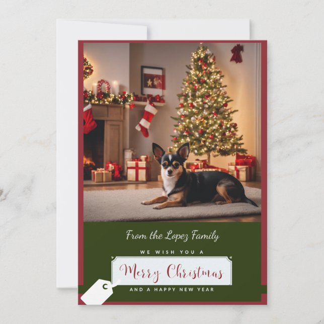 Cartes Pour Fêtes Annuelles Arbre de Noël et Chihuahua (Devant)
