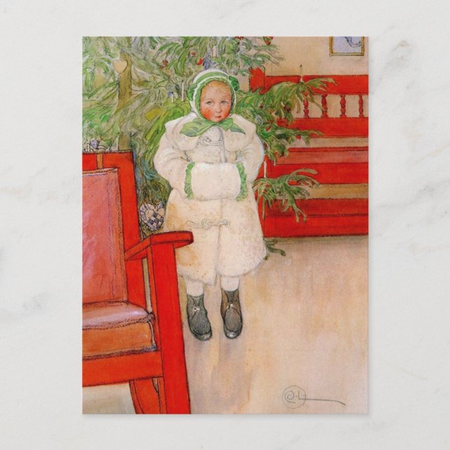 Cartes Pour Fêtes Annuelles Arbre de Noël et Enfant en fourrure (Devant)
