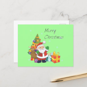 Cartes Pour Fêtes Annuelles Arbre de Noël et Père Noël Joyeux vert de Noël