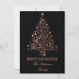 Cartes Pour Fêtes Annuelles Arbre de Noël étoilé Noir Brown Cuivre Métallique