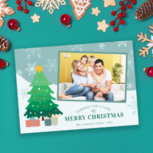 Cartes Pour Fêtes Annuelles Arbre de Noël Fantaisiste Flocon de Neige Photo No