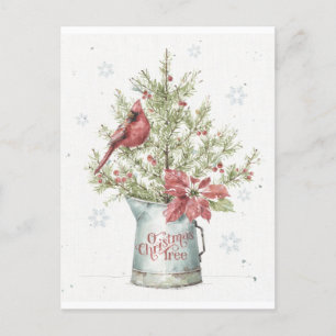 Cartes Pour Fêtes Annuelles Arbre de Noël fermier avec cardinal