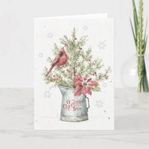 Cartes Pour Fêtes Annuelles Arbre de Noël fermier avec cardinal