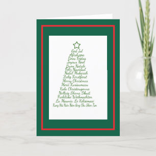 Cartes Pour Fêtes Annuelles Arbre de Noël festif avec salutations multilingues