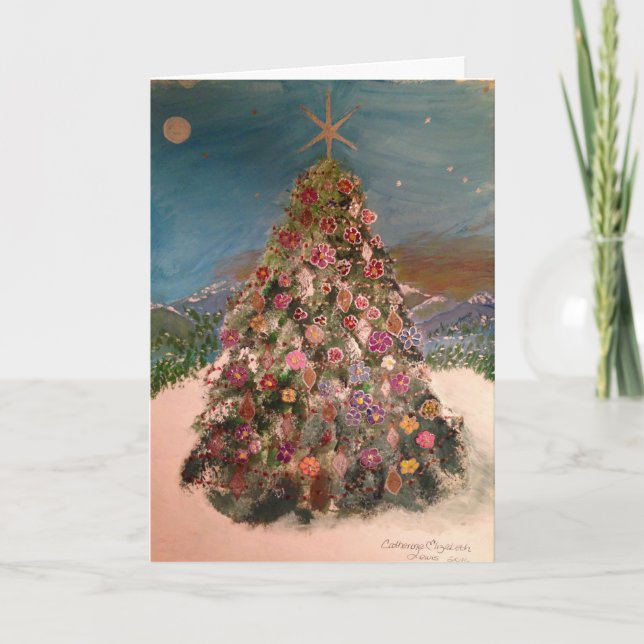 Cartes Pour Fêtes Annuelles Arbre de Noël fleurissant (Devant)