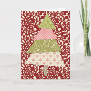 Cartes Pour Fêtes Annuelles Arbre de Noël Floral Rouge et Crème