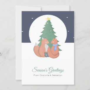 Cartes Pour Fêtes Annuelles Arbre de Noël Fox Couple