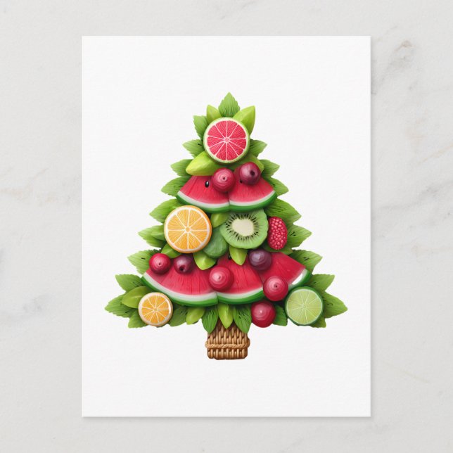 Cartes Pour Fêtes Annuelles Arbre de Noël fruité, design de vacances sain (Devant)