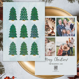 Cartes Pour Fêtes Annuelles Arbre de Noël géométrique Souhaits 4 Photos de fam