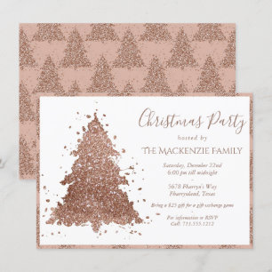 Cartes Pour Fêtes Annuelles Arbre de Noël   Glam Rose Gold Party