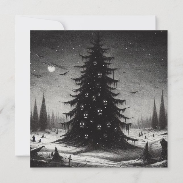 Cartes Pour Fêtes Annuelles Arbre de Noël Goth Noël Horreur Épouvantable (Devant)