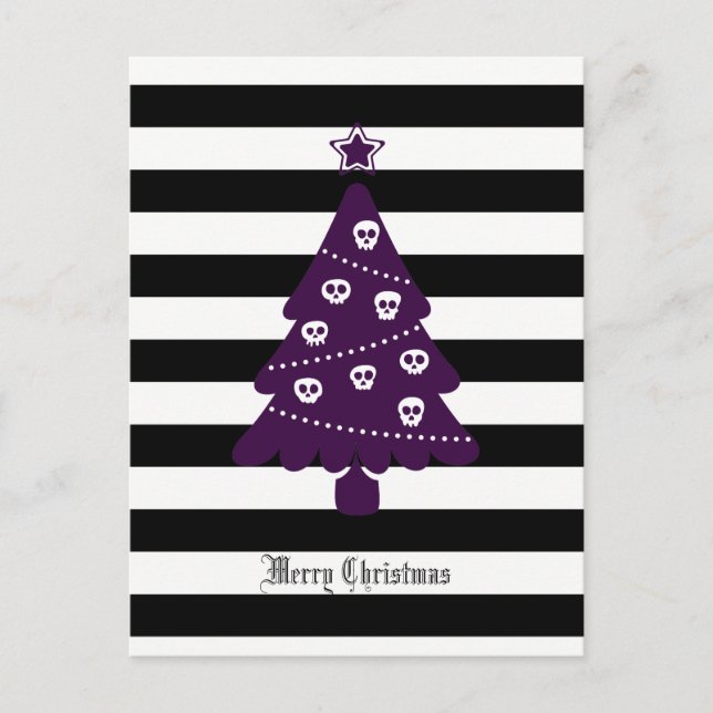 Cartes Pour Fêtes Annuelles Arbre De Noël Gothique Avec Des Rayures (Devant)