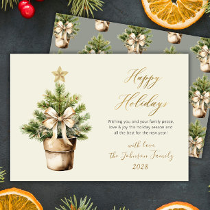 Cartes Pour Fêtes Annuelles Arbre de Noël Joyeux écriture moderne aquarelle