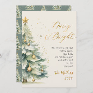 Cartes Pour Fêtes Annuelles Arbre de Noël Joyeux et brillant en or chic