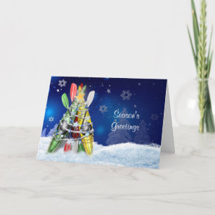 Cartes Pour Fêtes Annuelles Arbre de Noël Kayak