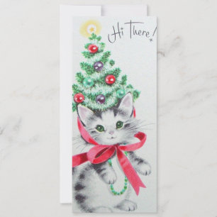 Cartes Pour Fêtes Annuelles Arbre de Noël Kitten Vintage