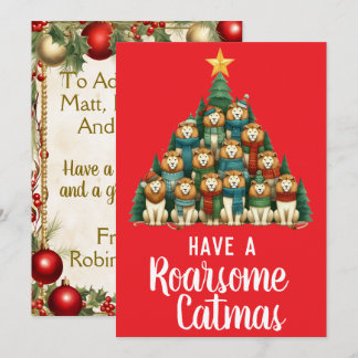 Cartes Pour Fêtes Annuelles Arbre de Noël Lion Roarsome