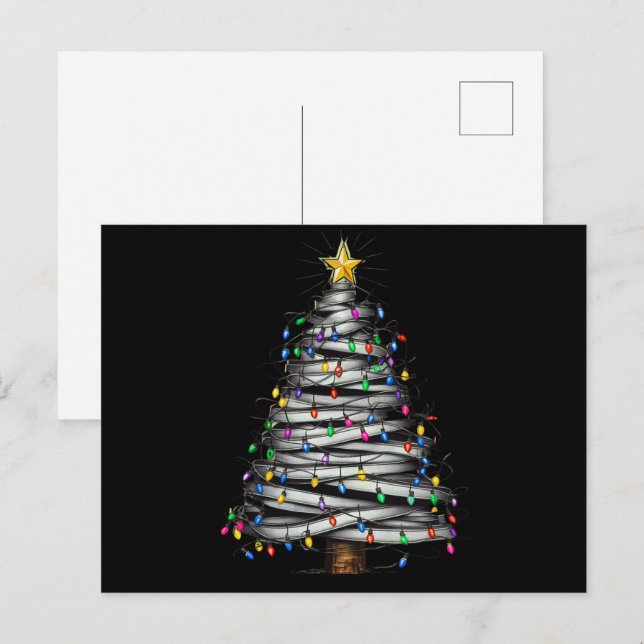 Cartes Pour Fêtes Annuelles Arbre de Noël Lumineux Vacances  (Devant / Derrière)