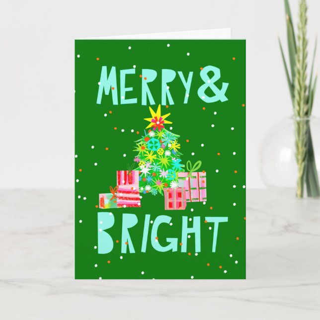 Cartes Pour Fêtes Annuelles Arbre de Noël Merry & Bright (Devant)