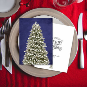 Cartes Pour Fêtes Annuelles Arbre de Noël Merry Little Christmas Navy Blue aqu