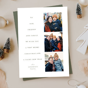 Cartes Pour Fêtes Annuelles Arbre de Noël minimal moderne trois photos