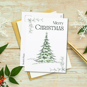 Cartes Pour Fêtes Annuelles Arbre de Noël minimaliste à l'aquarelle Joyeux Noë
